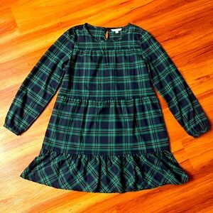 Southern Tide Nadia Flannel Intercostal Dress Blue and Green Plaid Mini Dress